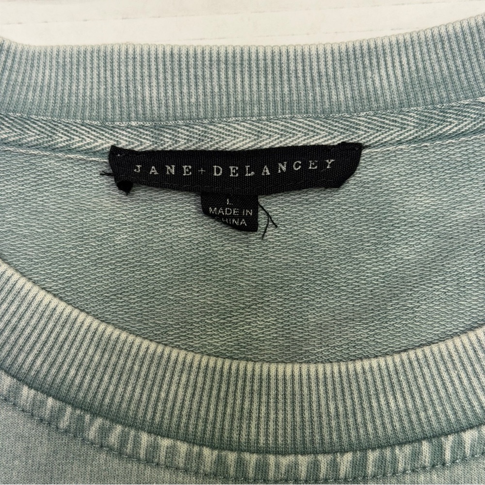 Jane + Delancy Pullover Crew Neck, Large, Blue/Gray, Long Sleeve, Eyelet Detail - Picture 6 of 10